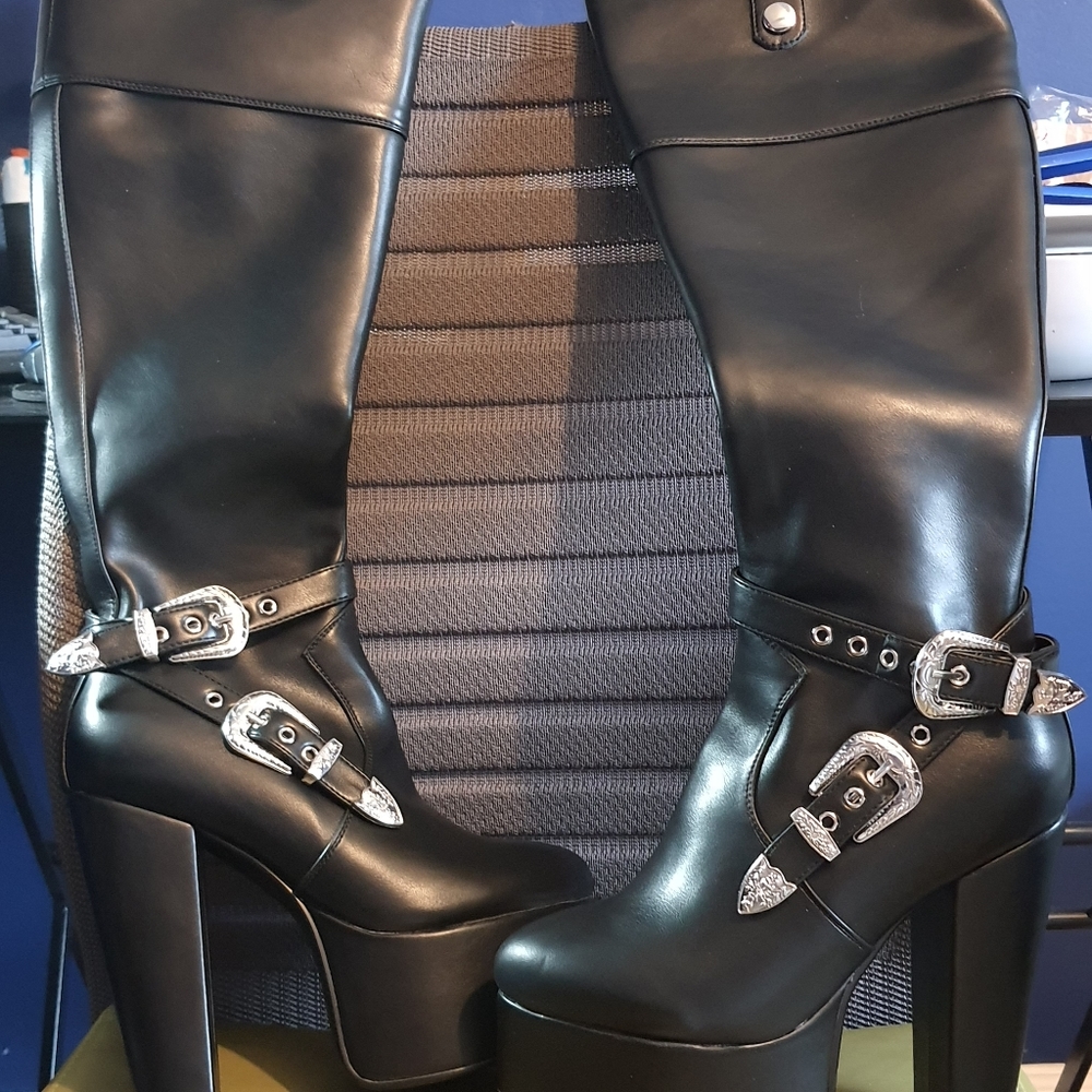 Chucky platform knee high boots